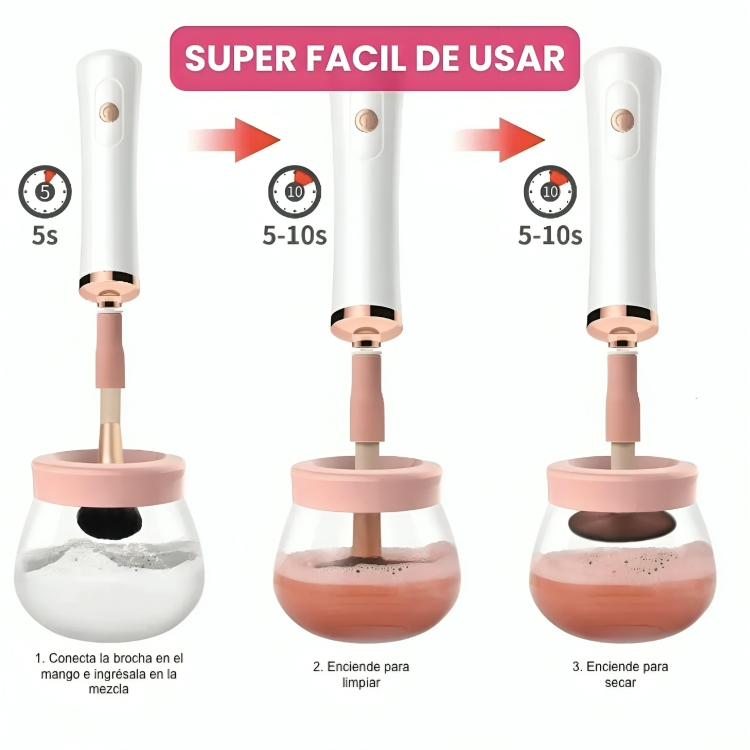 BEAUTY CLEAN™: LIMPIADOR Y SECADOR DE BROCHAS ELÉCTRICO PREMIUM