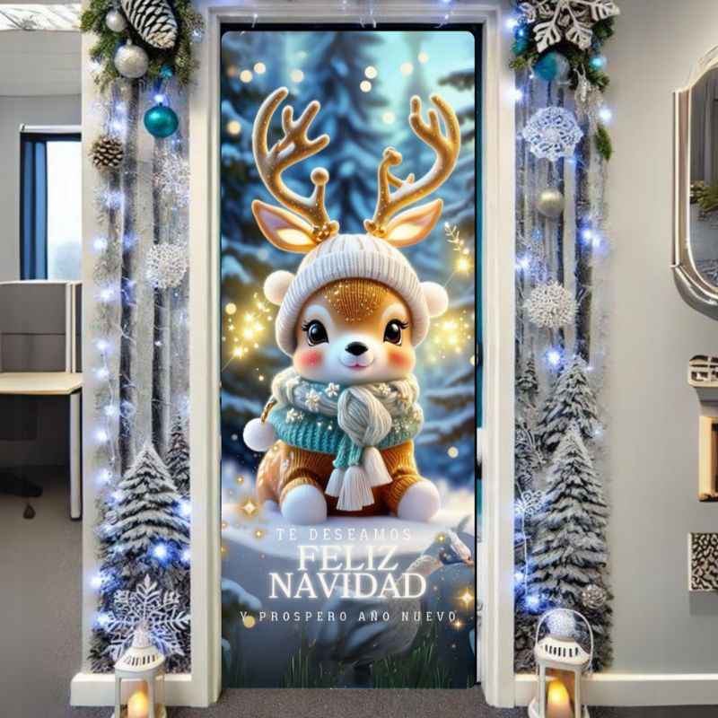 DoorMagic™: Funda decorativa navideña para puerta ajustable