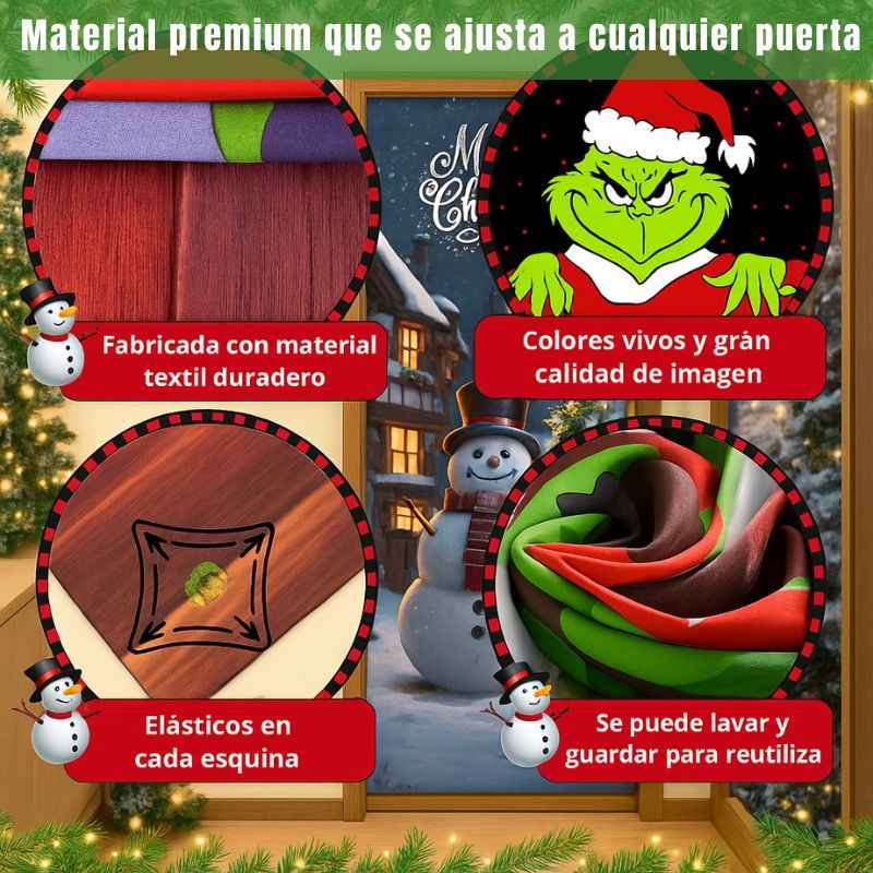 DoorMagic™: Funda decorativa navideña para puerta ajustable