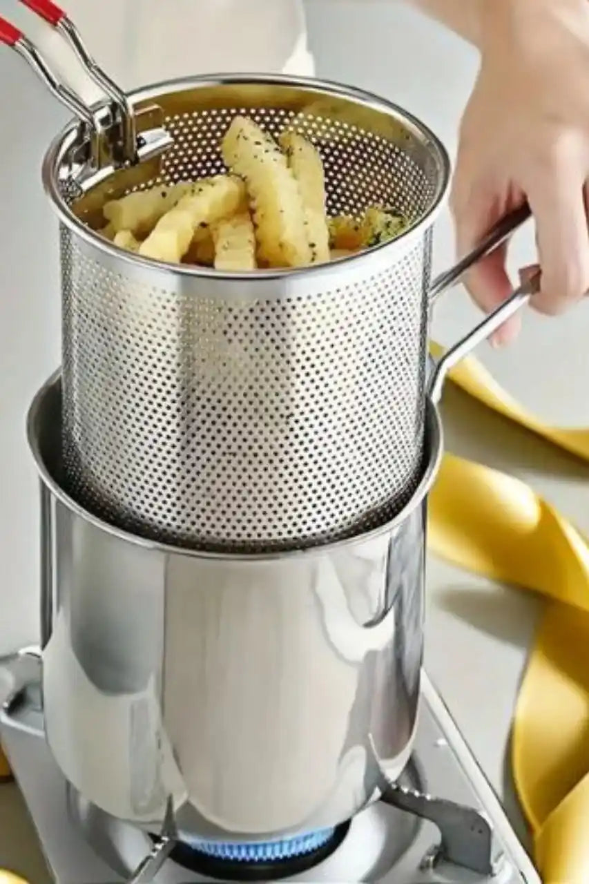 Olla Freídora de acero inoxidable + Cesta coladora