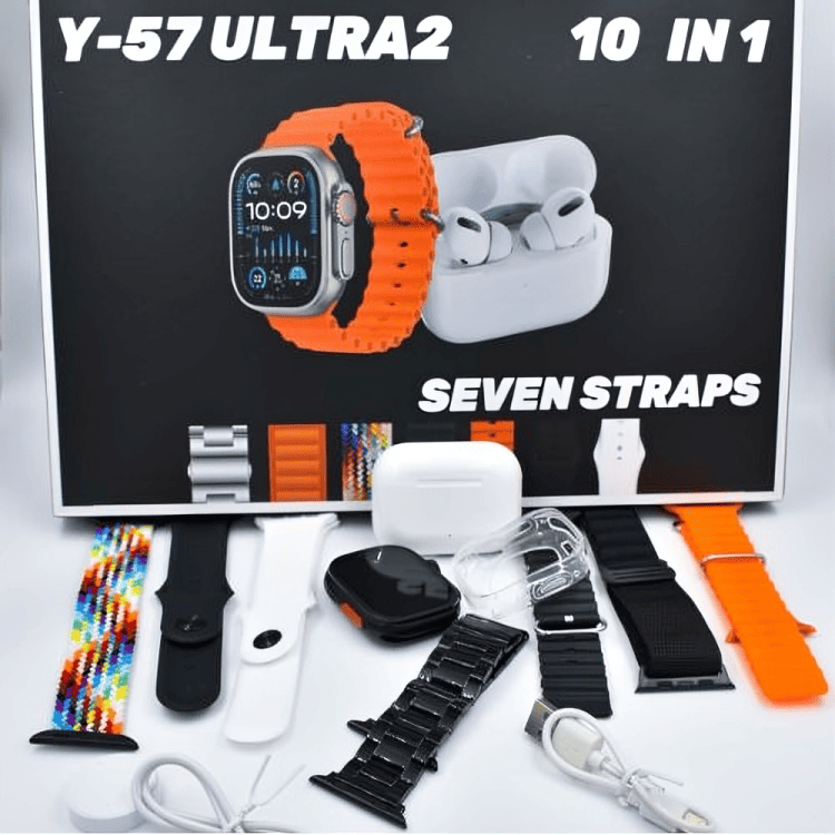 PulsePro®: Combo 10 en 1 | Smartwatch Y57 Ultra 2+ Protector De Pantalla+ Audífonos Pro| Obsequio: 7 Correas