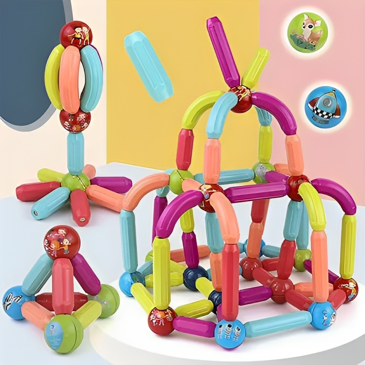 CONSTRUMAGNET™: JUEGO BLOQUES DE CONSTRUCCIÓN MAGNÉTICA 64 PIEZAS