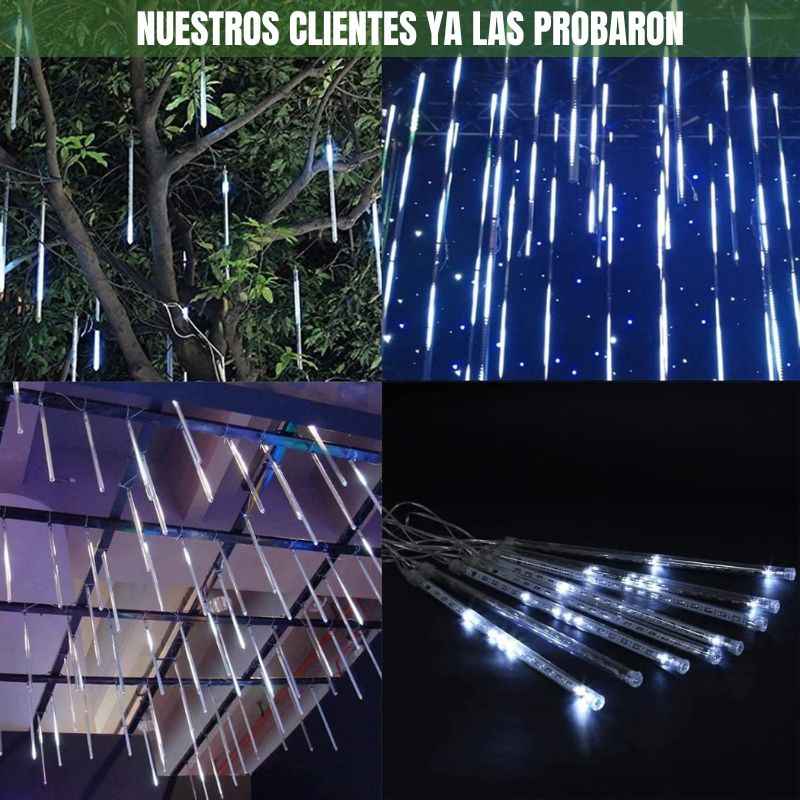 INSTALACIÓN LLUVIA DE METEORO 10 TUBOS CON 288 LUCES LED | PANEL SOLAR