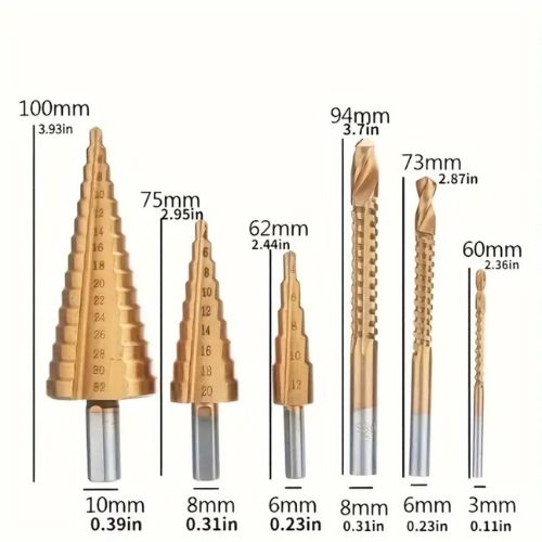 Titanium Pro: Set X 6 Brocas Escalonadas | Perforaciones rápidas y precisas