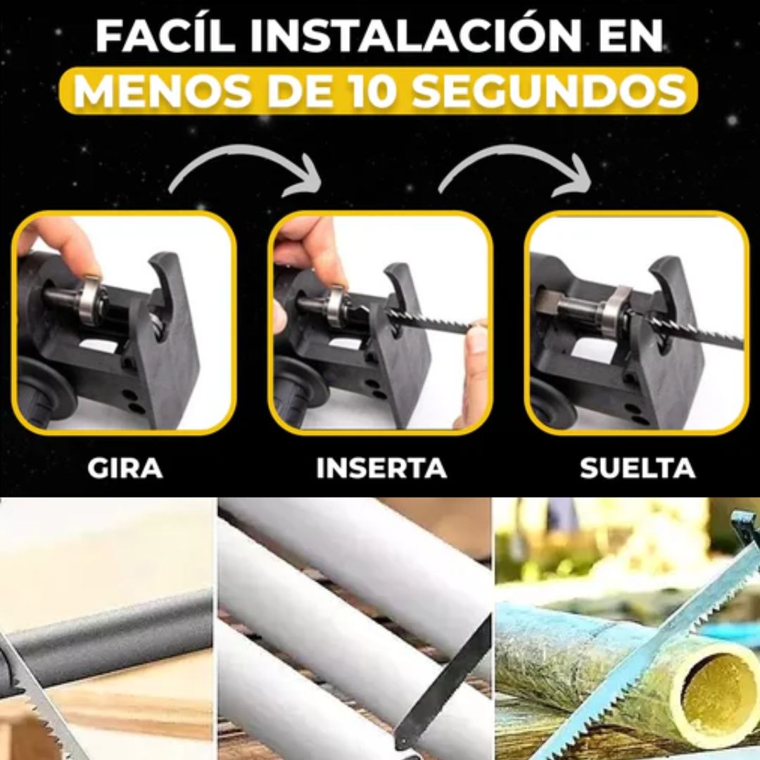 DRILLMASTER™: ADAPTADOR DE TALADRO A SIERRA
