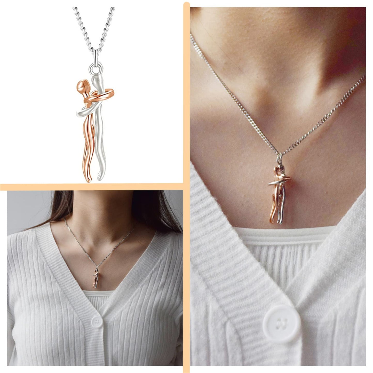Collar Eternal Embrace🌈: Más allá de las palabras, un abrazo eterno┃Oro Rosa-Plata💗