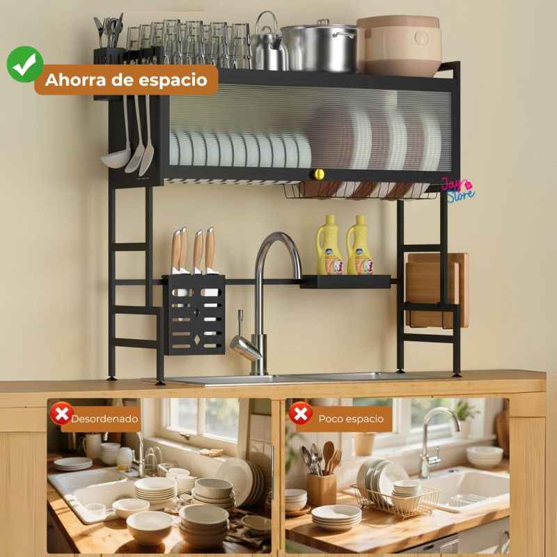 Organizador Escurridor de Platos + Bandeja Antigoteo