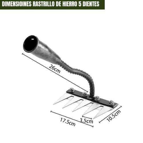 Gardinea™: Rastrillo de hierro para deshierbar 7 dientes