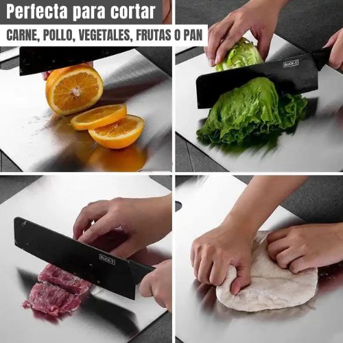 TitanWare™: Tabla para Picar en Acero Inoxidable+ Obsequio: Recogedor de Alimentos