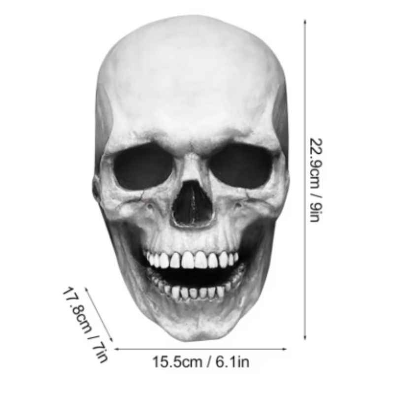 Mascara realista de calavera con mandíbula en movimiento