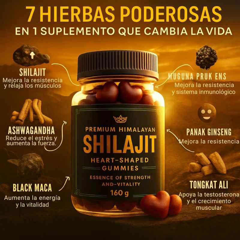 Shilajit en gomas | Guía Práctica:“Energía, Fuerza y Testosterona” ¡GRATIS!
