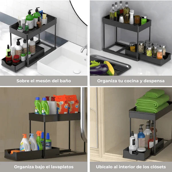 Organizador de 2 niveles para almacenamiento de gran capacidad