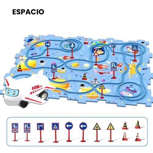 PuzzleDrive™ Pista de Rompecabezas con Auto Eléctrico | Incluye 25 Piezas para Armar