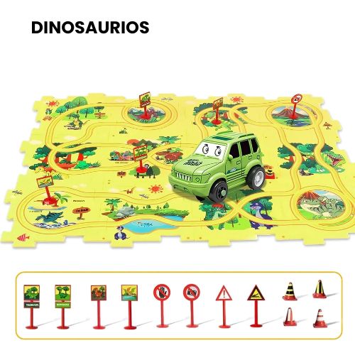 PuzzleDrive™ Pista de Rompecabezas con Auto Eléctrico | Incluye 25 Piezas para Armar