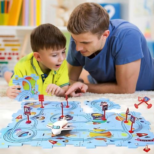 PuzzleDrive™ Pista de Rompecabezas con Auto Eléctrico | Incluye 25 Piezas para Armar