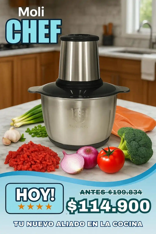 MoliChef™: Molino de alimentos en acero inoxidable 2 litros (Tamaño Grande)