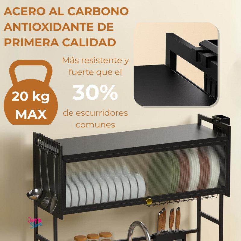 Organizador Escurridor de Platos + Bandeja Antigoteo
