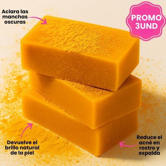 Kit 3 jabones de cúrcuma orgánico para manchas oscuras