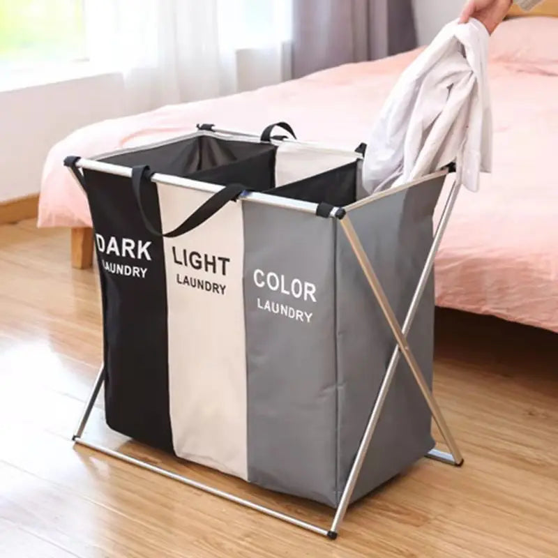 CESTA GRANDE PARA ROPA SUCIA 3 COMPARTIMIENTOS | ¡NO MAS ROPA DESORDENADA!