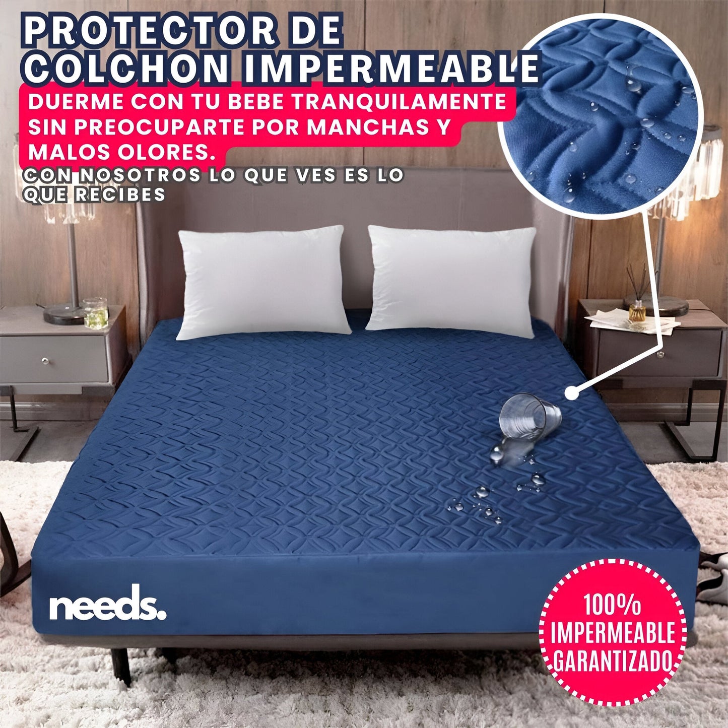 PROTECTOR IMPERMEABLE DE COLCHON ANTIFLUIDOS Y ACOLCHADO | SUPER PROMO