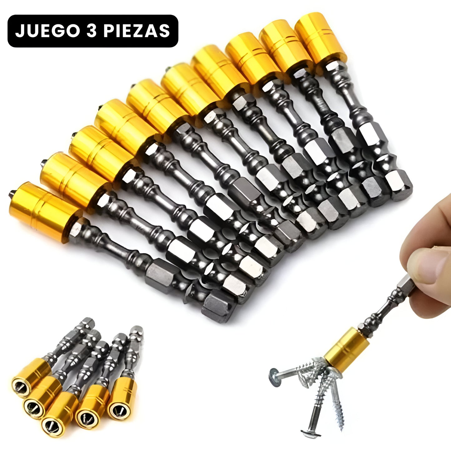 JUEGO X 3 PIEZAS DE PUNTAS DE DESTORNILLADOR MAGNÉTICAS