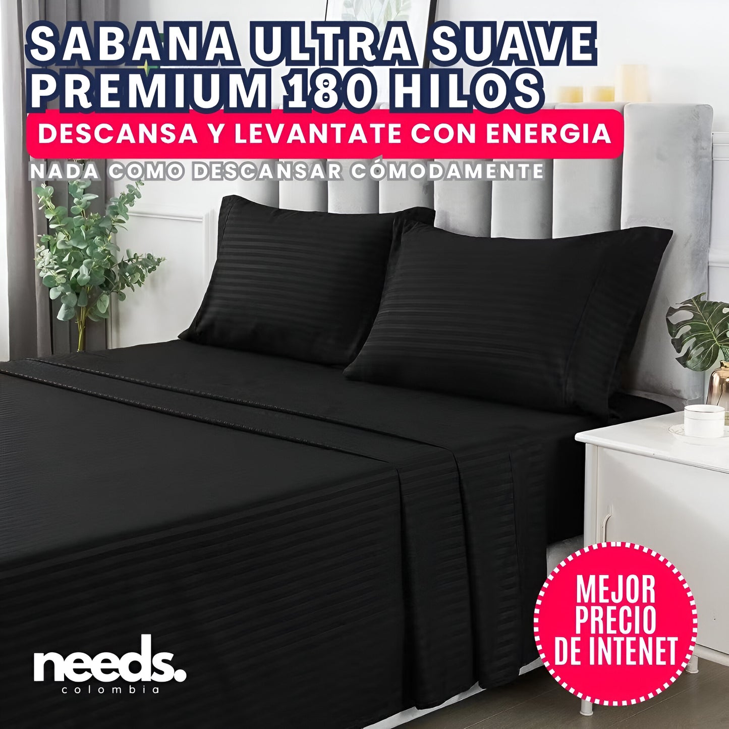 JUEGO DE SABANAS ULTRA SUAVE PREMIUM 180 HILOS DE 4 PIEZAS | INCLUYE ALMOHADA