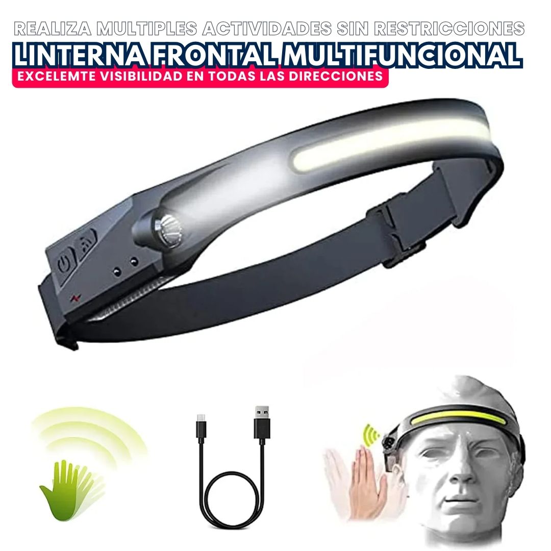 Linterna Frontal Multifuncional con sensor LED Recargable