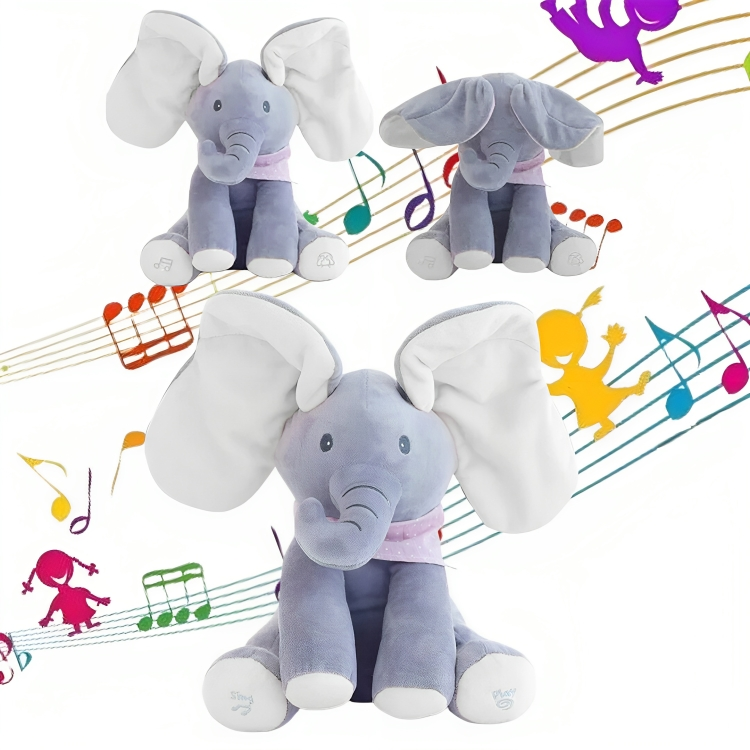 PEEK A BOO ELEPHANT™: ELEFANTE INTERACTIVO Y MUSICAL AZUL-GRIS ¡EL MEJOR REGALO DE NAVIDAD🎁!