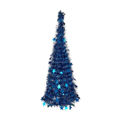 Árbol de navidad plegable de colores decorado + Instalación de 200 Bombillos LED