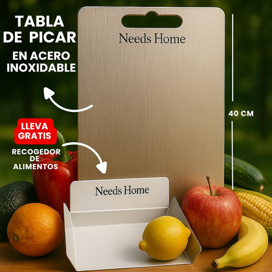 TitanWare™: Tabla para Picar en Acero Inoxidable+ Obsequio: Recogedor de Alimentos