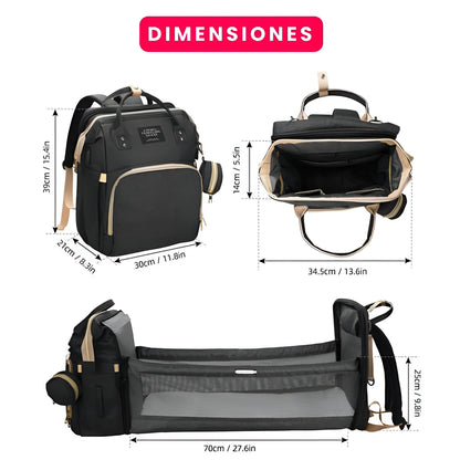 BABYBAG™:PAÑALERA PREMIUM 3 EN 1 | MORRAL, CUNA Y CAMBIADOR | INCLUYE OBSEQUIO