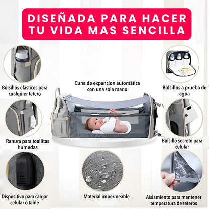 BABYBAG™:PAÑALERA PREMIUM 3 EN 1 | MORRAL, CUNA Y CAMBIADOR | INCLUYE OBSEQUIO