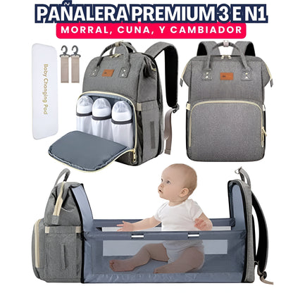 BABYBAG™:PAÑALERA PREMIUM 3 EN 1 | MORRAL, CUNA Y CAMBIADOR | INCLUYE OBSEQUIO