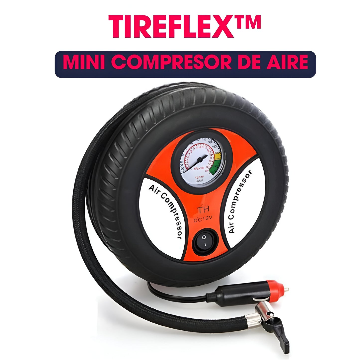 TIREFLEX™:MINI COMPRESOR DE AIRE PORTATIL(SOLUCIÓN PARA EMERGENCIAS)