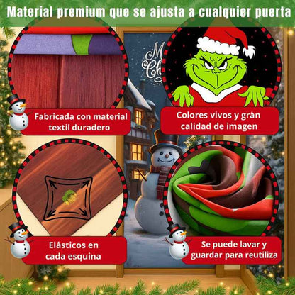 DoorMagic™: Funda decorativa navideña para puerta ajustable