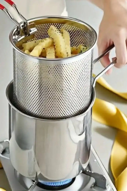 Olla Freídora de acero inoxidable + Cesta coladora
