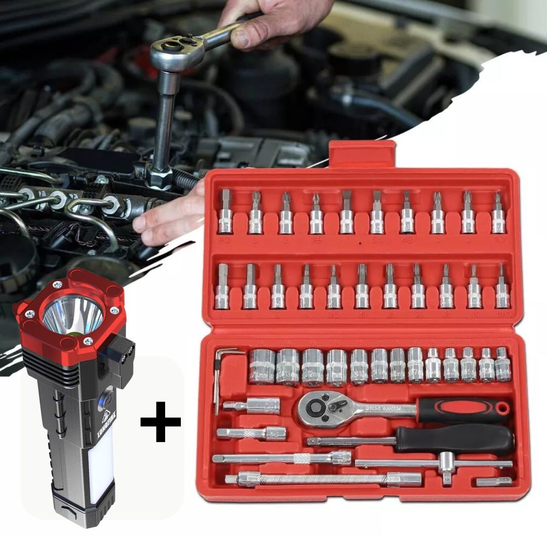 ToolBox™: Kit de herramientas multiusos de 46 piezas | Obsequio: Linterna Recargable