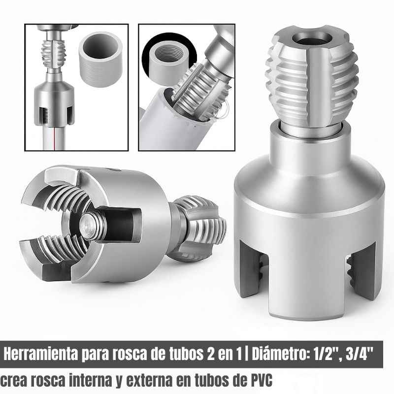 ThreadPro™: Herramienta para rosca de tubos 2 en 1 | Diámetro: 1/2", 3/4"