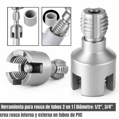 ThreadPro™: Herramienta para rosca de tubos 2 en 1 | Diámetro: 1/2", 3/4"