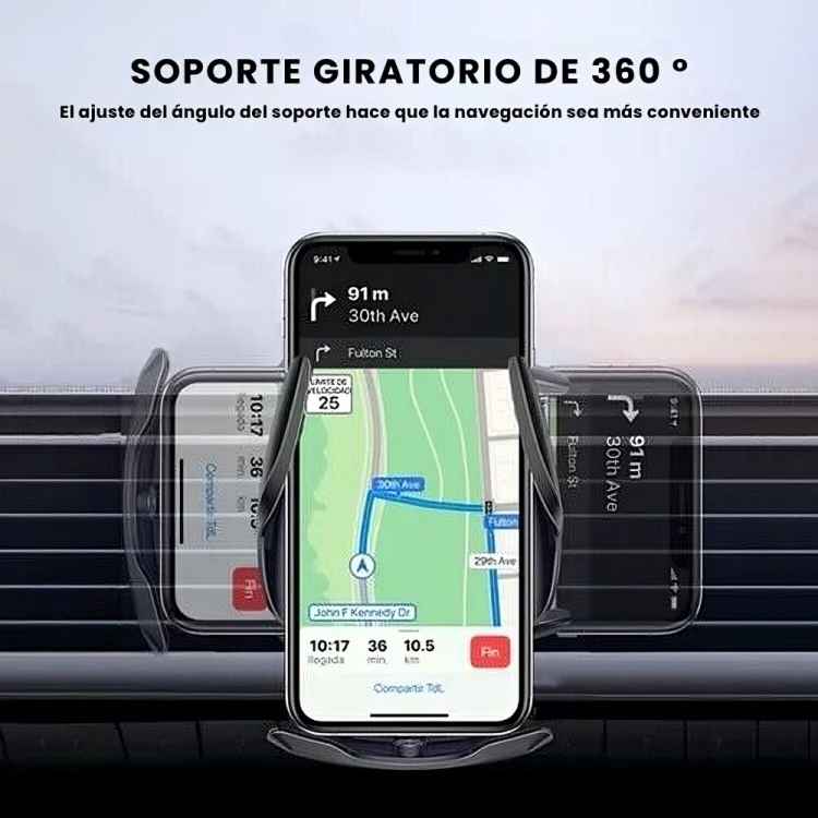 KIT SOPORTE PARA CELULAR CON SENSOR Y CARGA INALAMBRICA Y ESPEJOS PUNTO CIEGO 360º