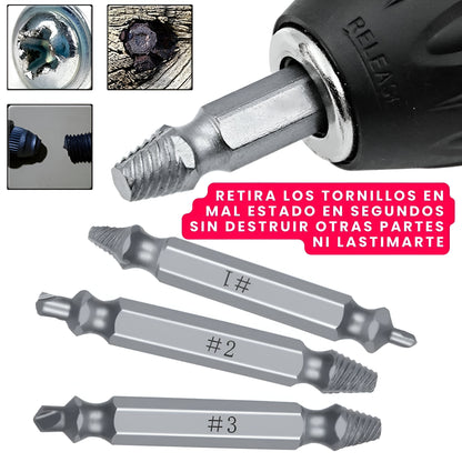 SCREWOUT™: SET X 4 BROCAS EXTRACTOR DE TORNILLOS DAÑADOS | RÁPIDO Y SEGURO