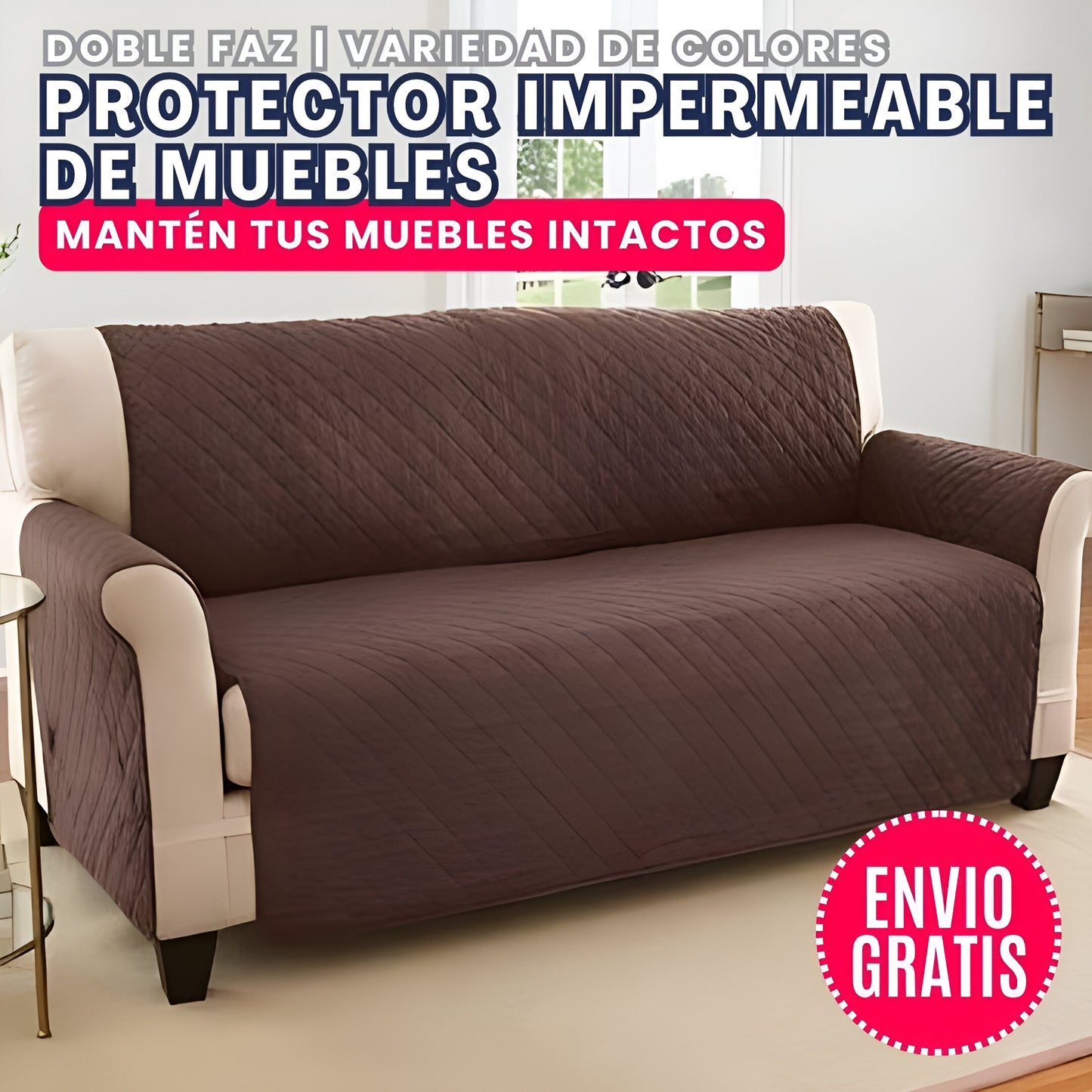 COUCHCOVER™:PROTECTOR PARA SOFÁ ANTIFLUIDOS Y ACOLCHADO DOBLE FAZ