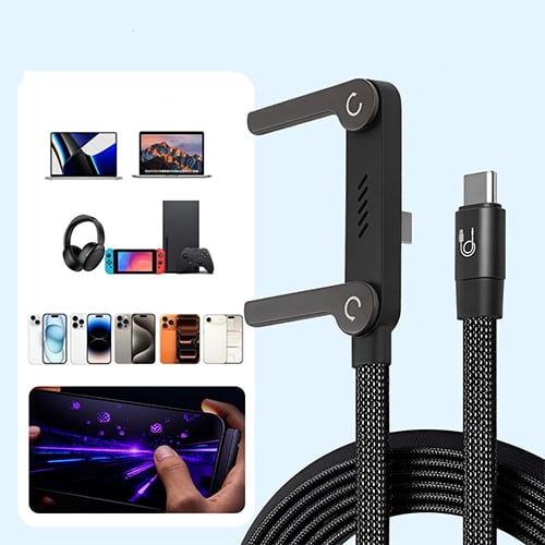 Cable con Soporte y Carga Ultrarrápida 240W| Puerto Tipo C de 1.5 m