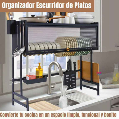 Organizador Escurridor de Platos + Bandeja Antigoteo