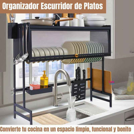 Organizador Escurridor de Platos + Bandeja Antigoteo