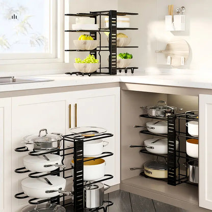 KitchenPro™️ Organizador de Ollas y Sartenes de 8 Niveles-3 en 1