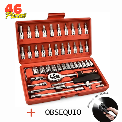 ToolBox™: Kit de herramientas multiusos de 46 piezas | Obsequio: Linterna Recargable