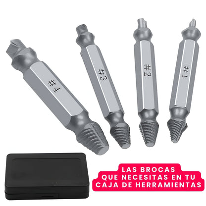 SCREWOUT™: SET X 4 BROCAS EXTRACTOR DE TORNILLOS DAÑADOS | RÁPIDO Y SEGURO