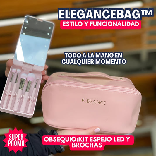 ELGANCEBAG™: ORGANIZADOR PREMIUM DE MAQUILLAJE | OBSEQUIO: SET DE BROCHAS CON ESPEJO