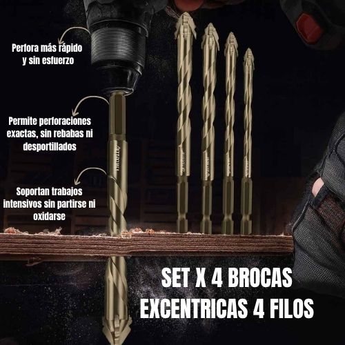 Set X 4 Brocas Excentricas para todo tippo de material
